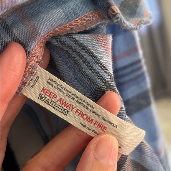 FP Sunday morning, sleep shirt, light blue flannel pop over polo collared top S - Picture 10 of 15